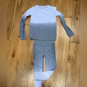 All in Motion Heathered Gray/Purple Activewear Top and matching leggings